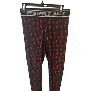 Pineapple Juice Black Leggings with Red $$$$ Pattern Size Med NWT
